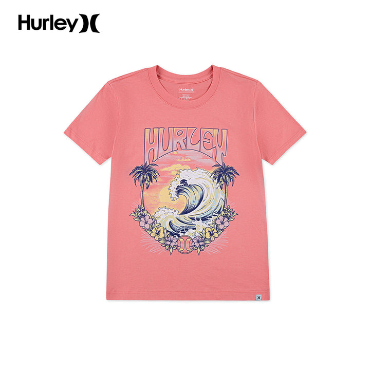 Hurley Girls Sunset Tide Short Sleeve Tee (Big Kids)