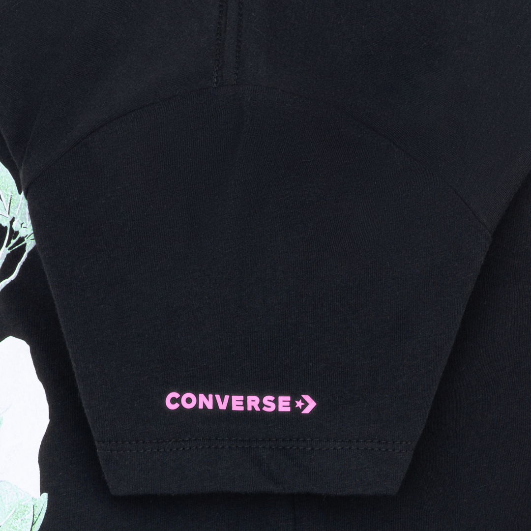 Converse Floral Sneaker Tee Black (Big Kids)