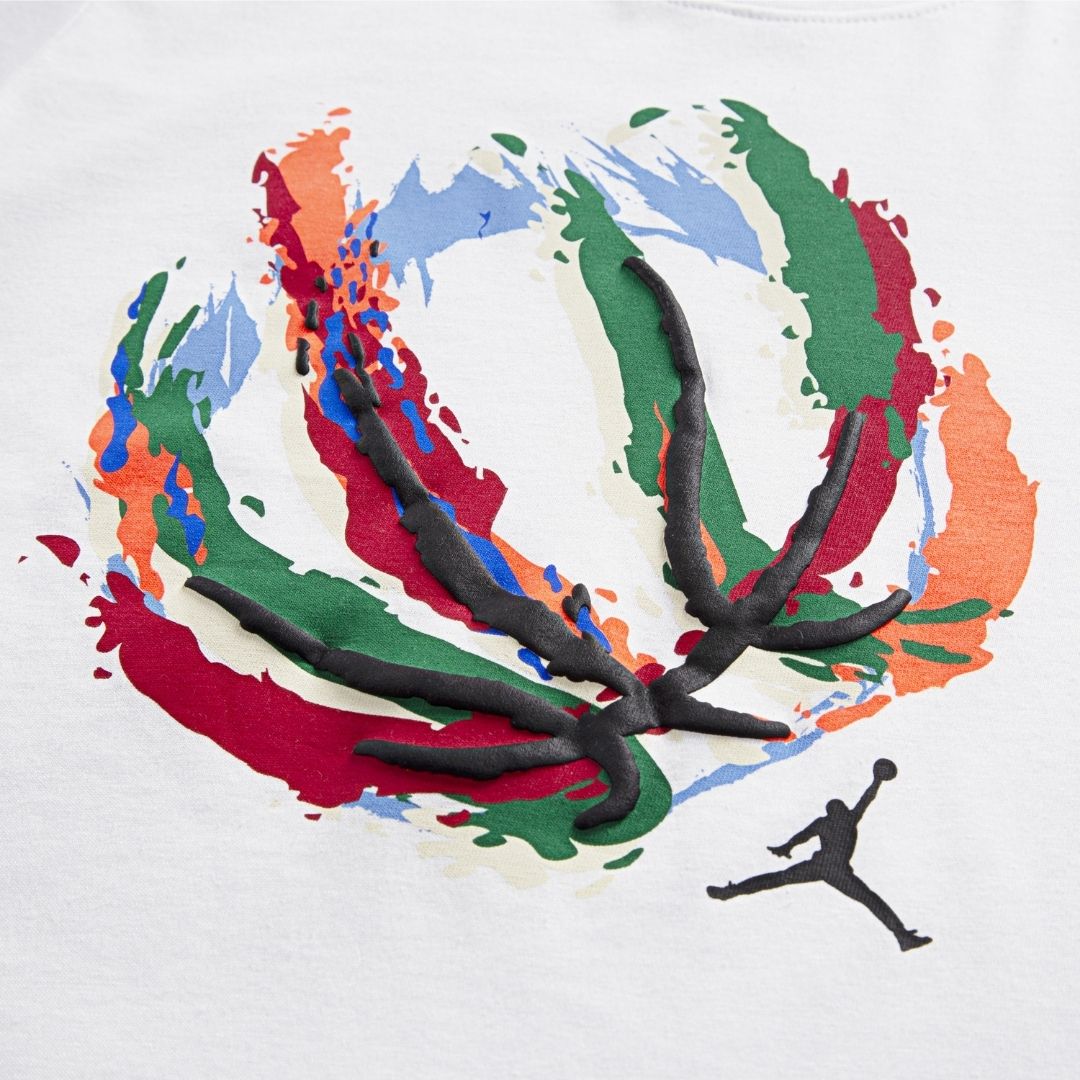 Jordan Boys Basketball Fire T-Shirt White (Little Kids)