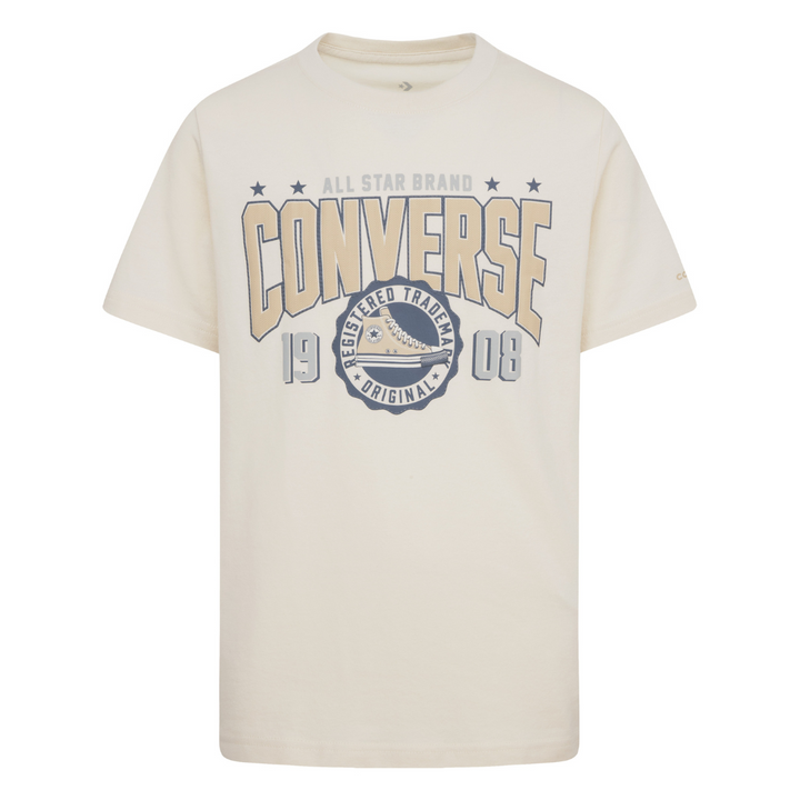 Converse Boys Collegiate Crest Short Sleeve Tee Ivory (Big Kids)