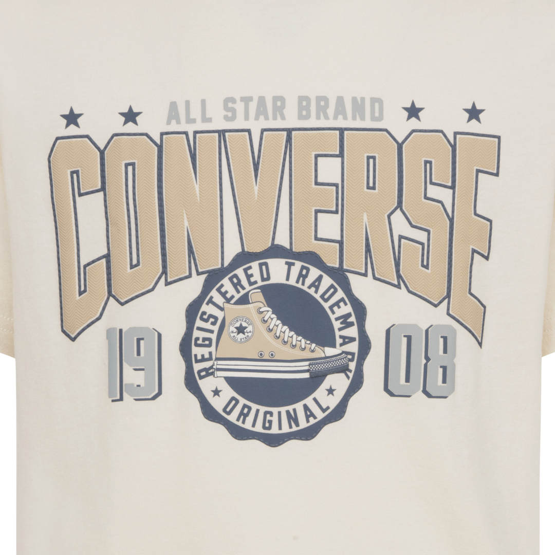 Converse Boys Collegiate Crest Short Sleeve Tee Ivory (Big Kids)