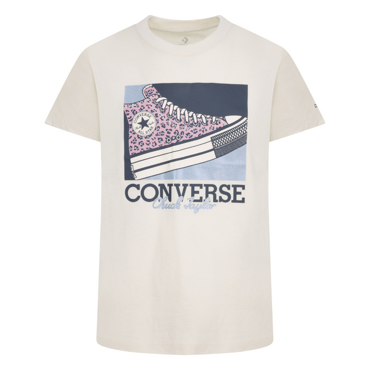Converse Girls Floral Leopard Sneaker Short Sleeve Tee (Big Kids)