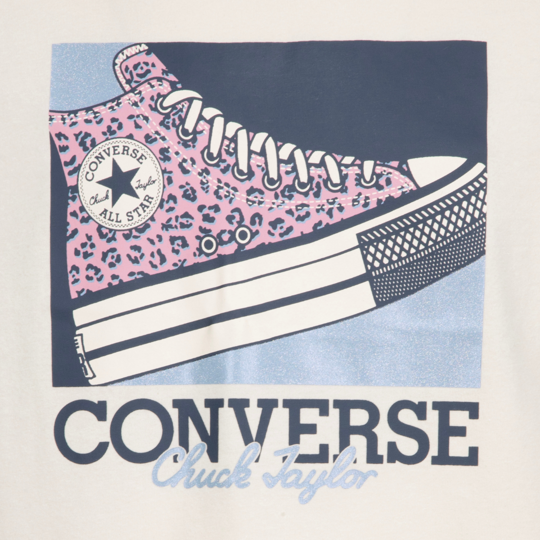 Converse Girls Floral Leopard Sneaker Short Sleeve Tee (Big Kids)