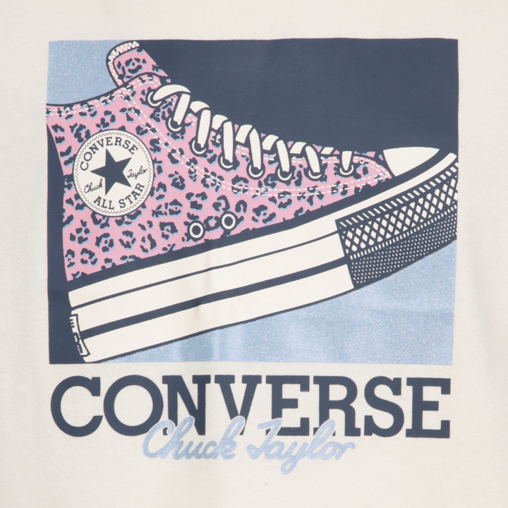 Converse Girls Floral Leopard Sneaker Short Sleeve Tee (Big Kids)