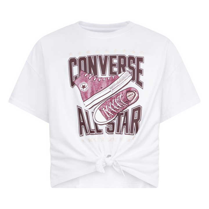 Converse Girls Tie Front GFX Boxy Short Sleeve Tee (Big Kids)