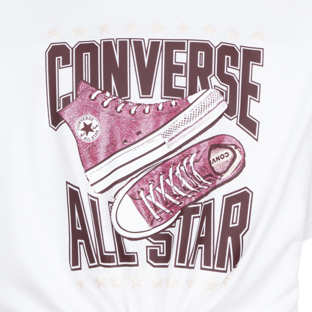 Converse Girls Tie Front GFX Boxy Short Sleeve Tee (Big Kids)