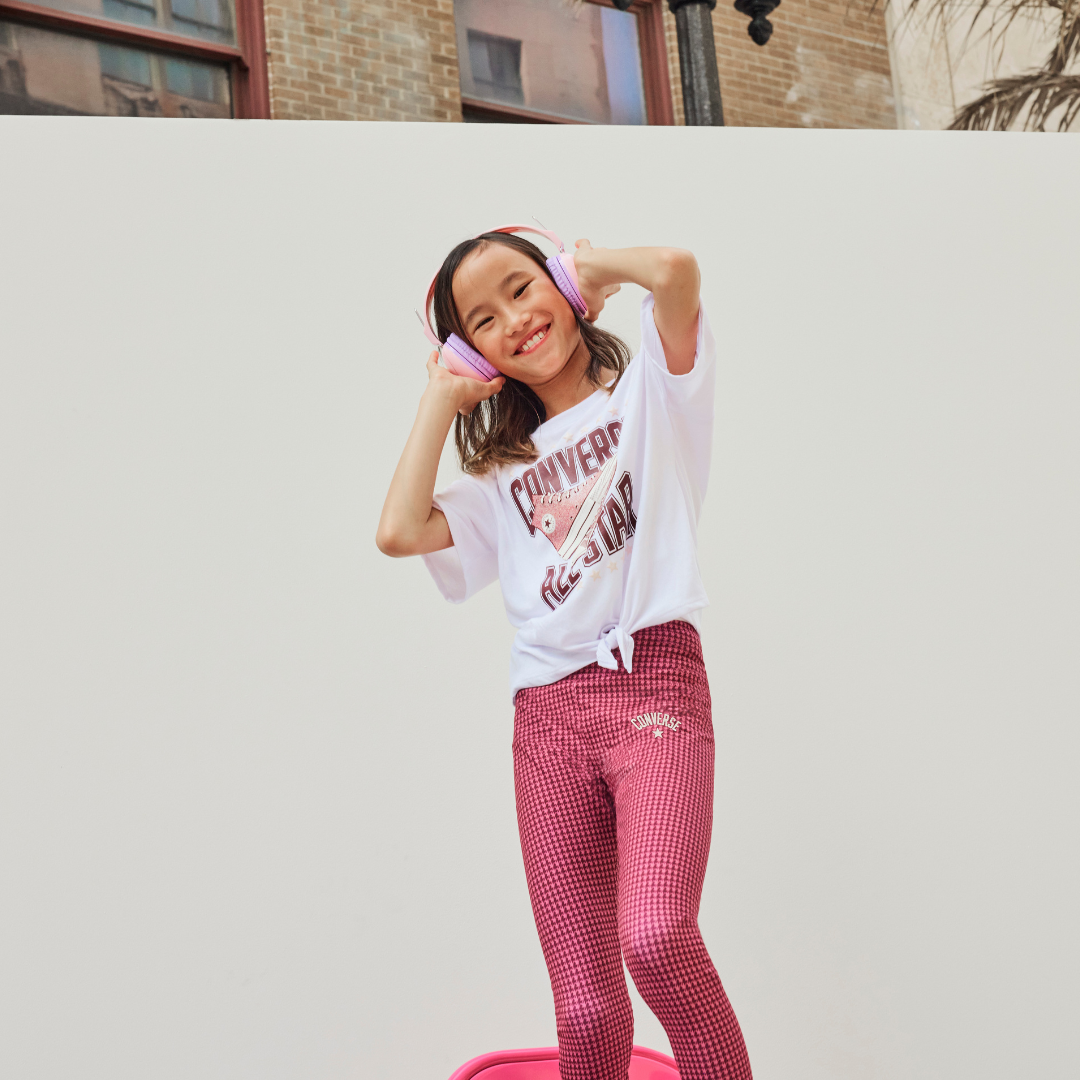 Converse Girls Tie Front GFX Boxy Short Sleeve Tee (Big Kids)
