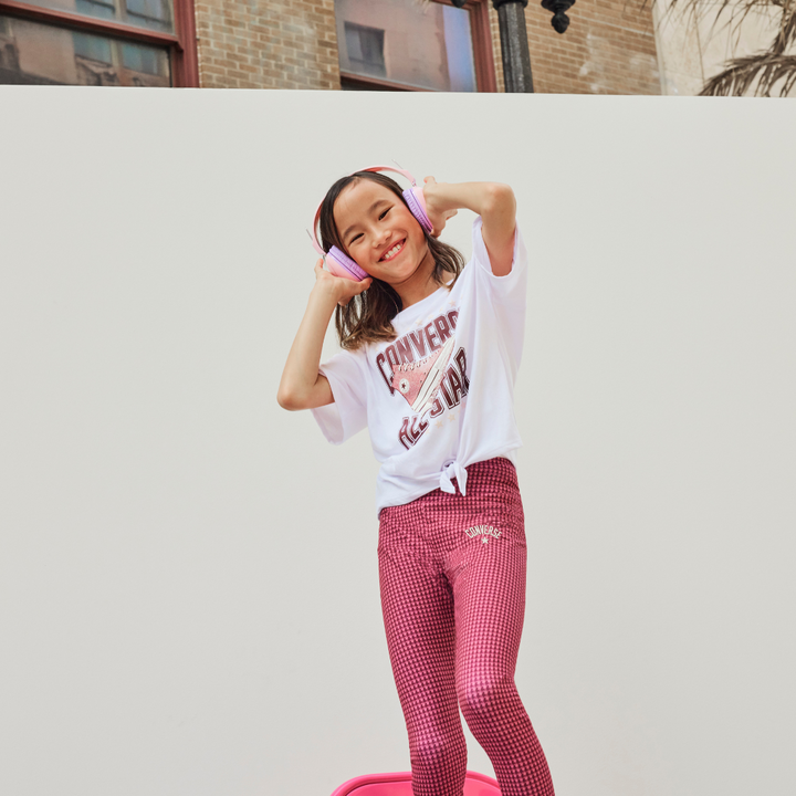 Converse Girls Tie Front GFX Boxy Short Sleeve Tee (Big Kids)