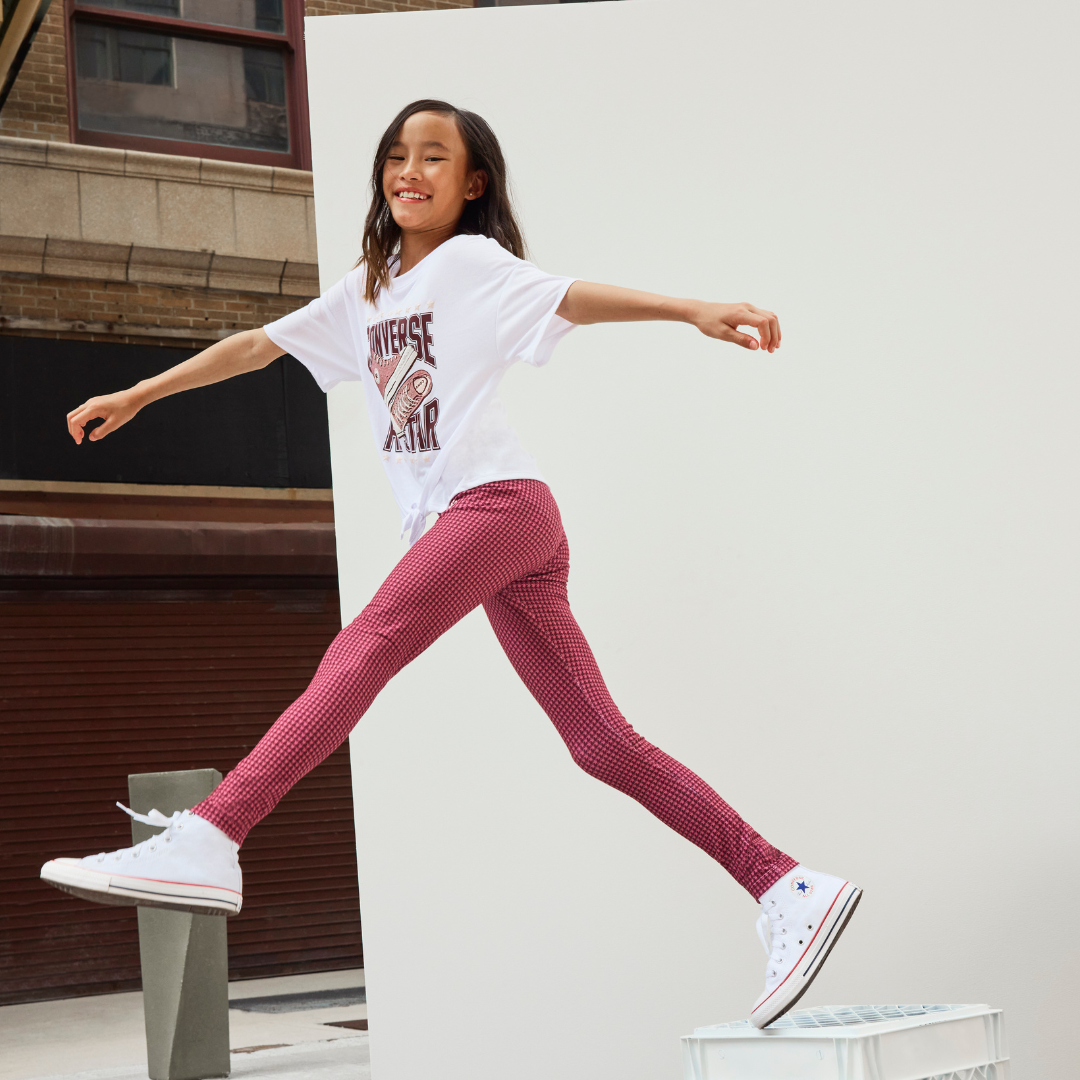 Converse Girls Tie Front GFX Boxy Short Sleeve Tee (Big Kids)