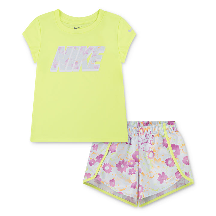 Nike Girls Flow-Ral Printed Tees & Shorts Set (Little Kids)