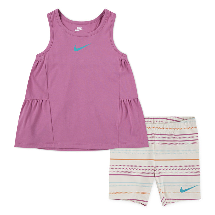 Nike Girls Sunny Swoosh Bike Shorts Coconut Milk (Little Kids)