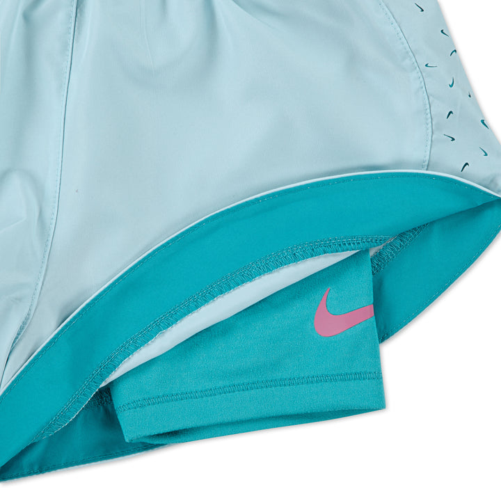 Nike Girls Sunny Swoosh 2-Fer Short Glacier Blue (Little Kids)